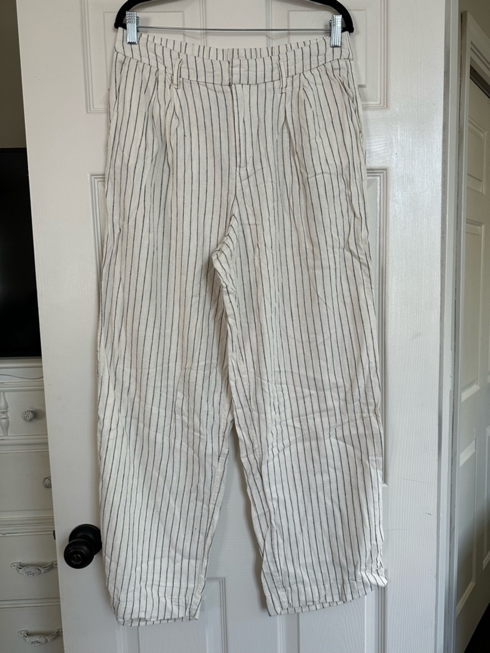 a new day White Pinstripe Linen-Blend Chinos